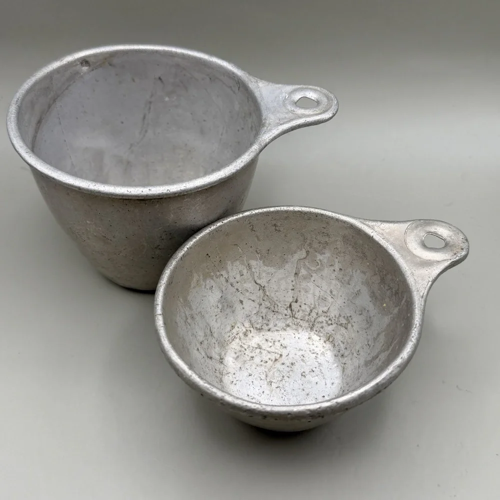 Vintage Ecko USA Aluminum Camping Cups Set Of 2 Mess Kit Scout Military Camp